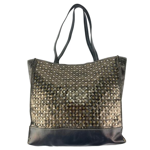 Patricia Nash Handbags - Patricia Nash 2 Tone Silver Bronze Studded Large Black Leather Shoulder tote bag